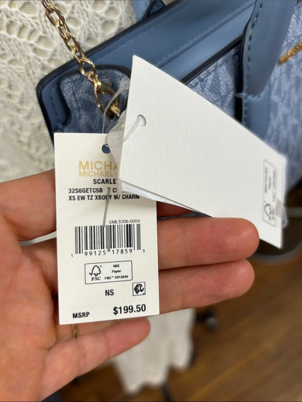 Michael Kors mini Monogram crossbody Chambray blue